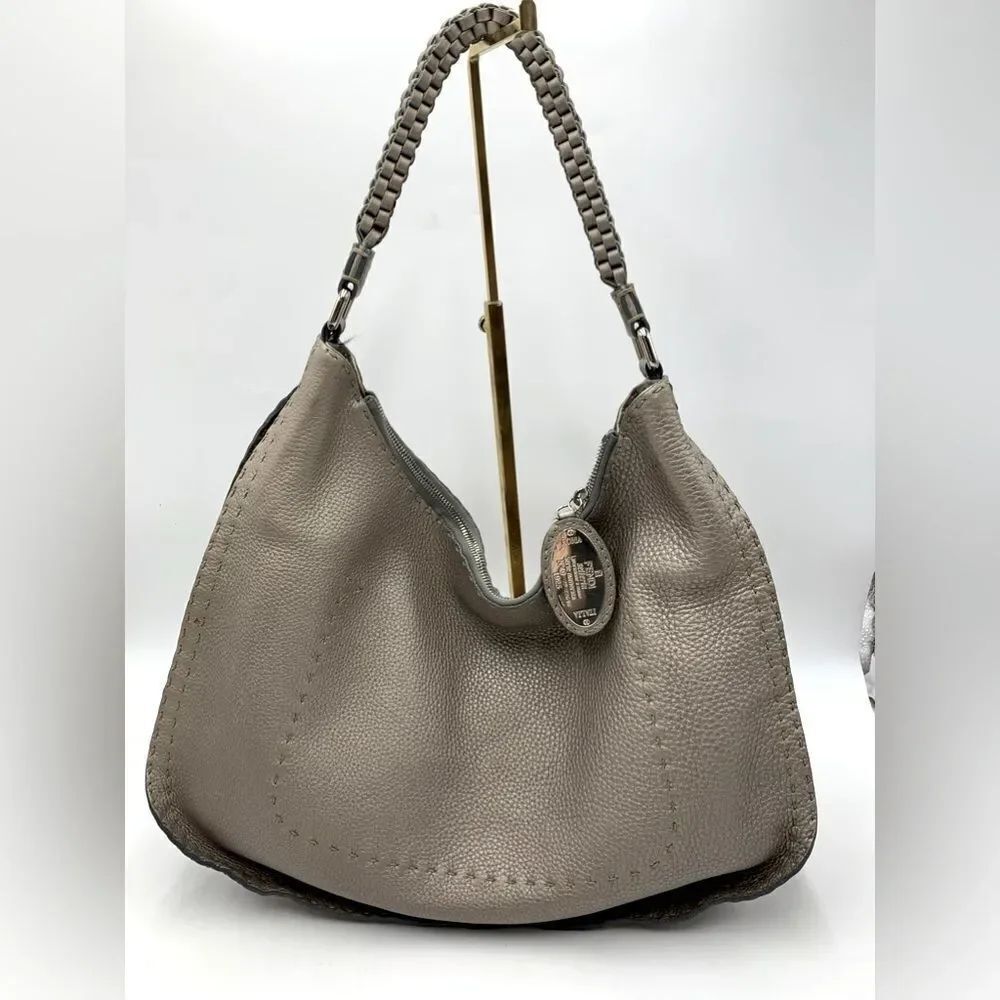 Auth Fendi Large Petro Cuoio Romano Selleria Leather Hobo Bag Preloved